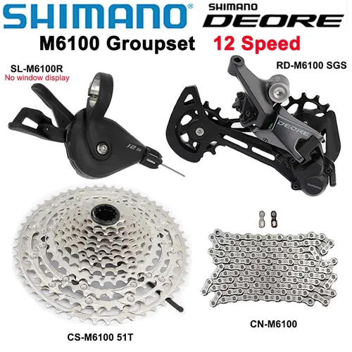 Imagen 2 del producto SHIMANO DEORE 12v grupo bicicleta de montaña M6100 Shifte desviador trasero SGS Cassette 10-51T cadena 1x12 velocidades MTB