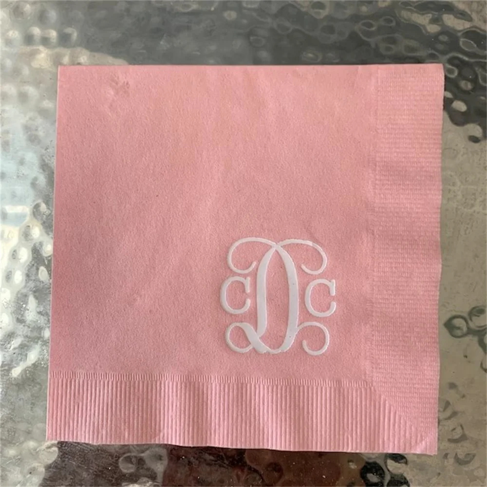 50pcs Vine Monogram Napkins - Personalized Monogram - Cocktail Foil Stamped Napkin, Party Decoration, Bridal Shower, Paper Napki