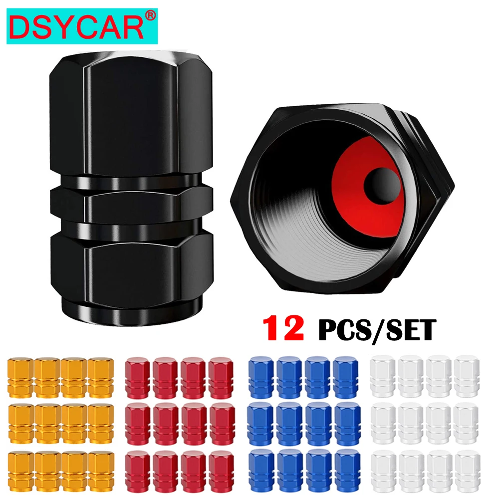 DSYCAR 12Pcs Universal Car Moto Bike Tire Wheel Valve Cap Cover Car Styling for Fiat Audi Ford Bmw Toyota VW Lada Opel Kia