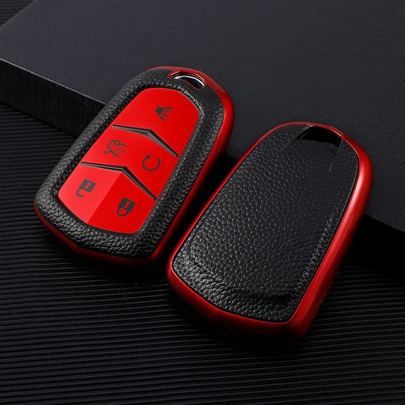 

TPU Leather Car Key Case Cover For Cadillac SRX XTS XT5 ATS CTS BLS STS Escalade 2020 2021 Key Shell Auto Accessories