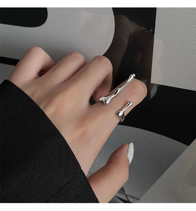 Creative New Irregular Opening Ring Adjustable Liquid Lava Female Ins Cold Style Niche Design High-end Index Finger Simple Ring