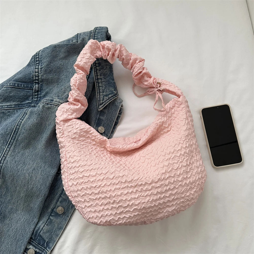 

Women Puffer Shoulder Bag Drawstring Zipper Armpit Bag Strap Adjustable Versatile Casual Slouchy Shopper Bag