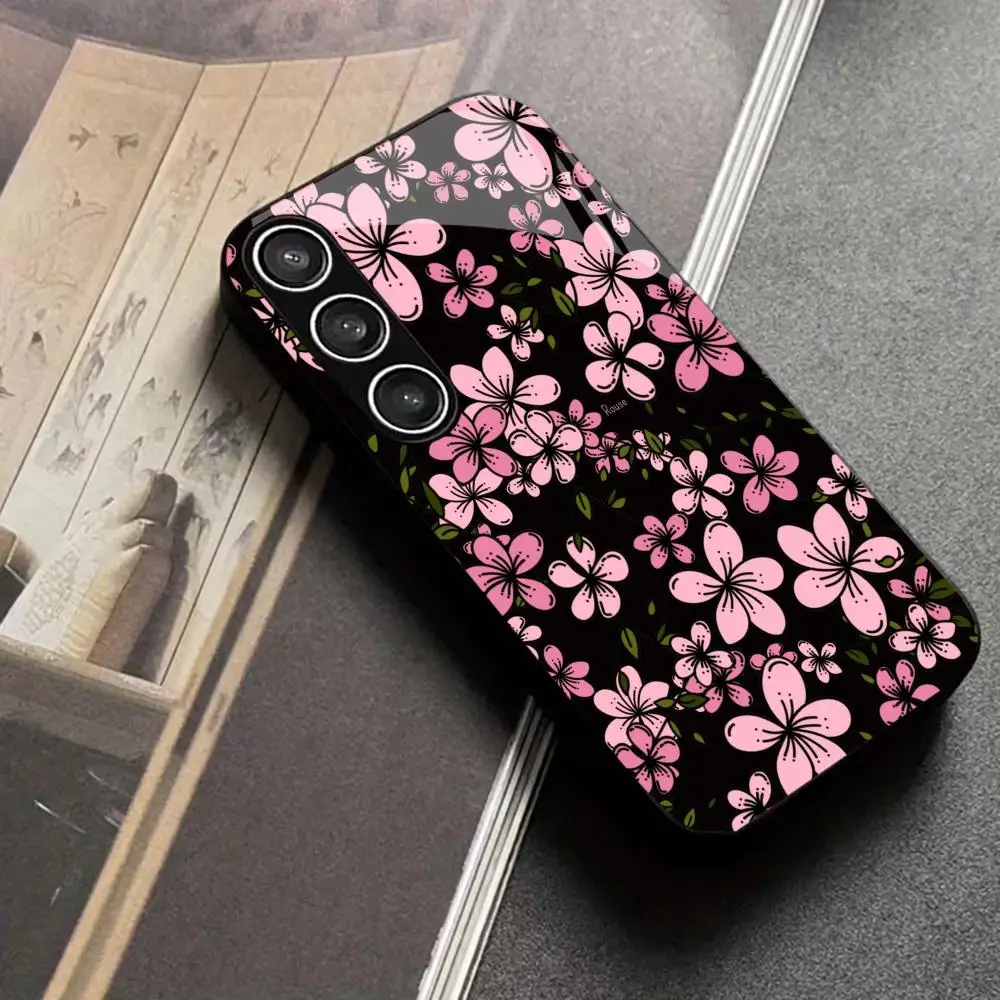 Fashionable woman sakura Tempered Glass Fashion phone case for Samsung Galaxy S26/S25/S24/S23/S22/S21FE Ultra Plus Dropresistant