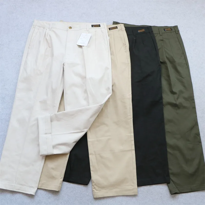 

Loose Straight Leg Workwear Pants Men's Elastic Pleated Casual West Pants Large Size Skateboard Wide Leg Pants Spring Autumn