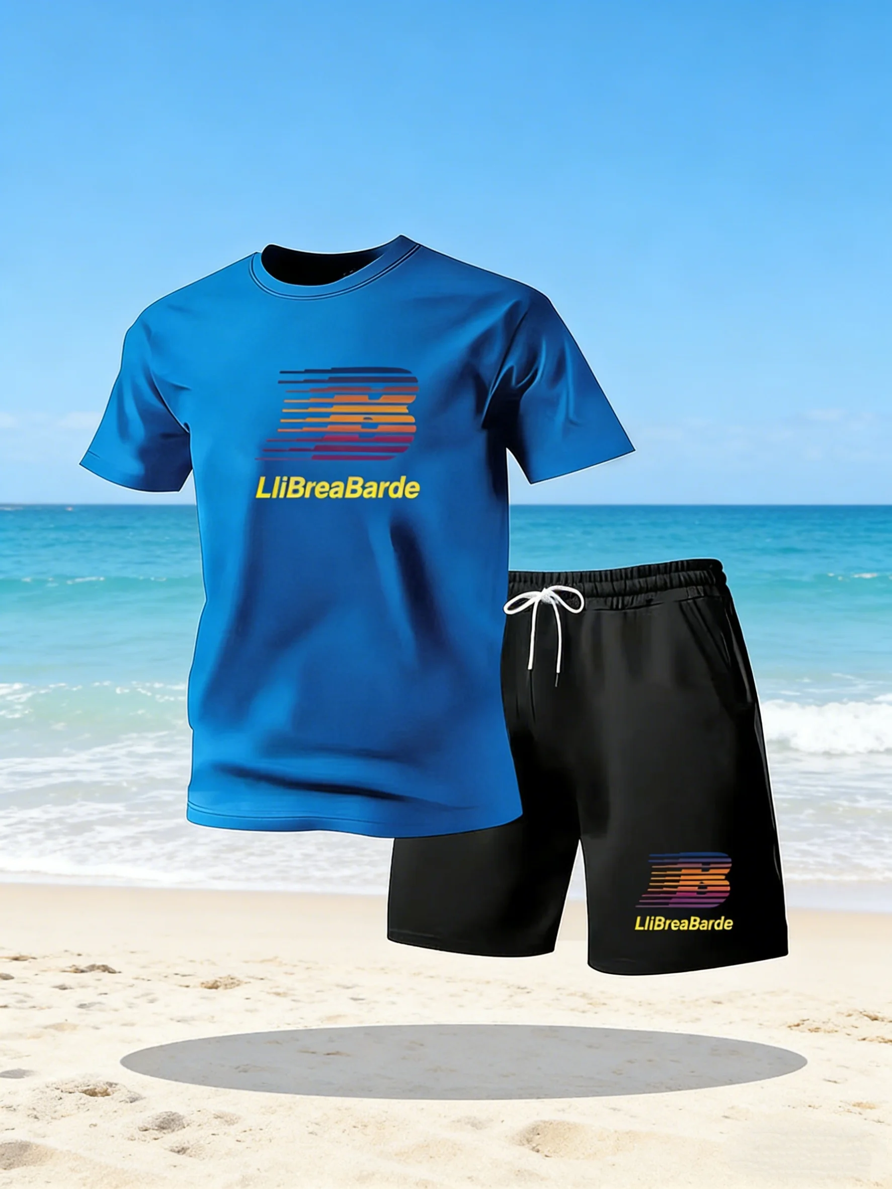 

2026 New Men's Summer Short Sleeved T-shirt Set Fashion Two-piece Sportswear Casual Shorts Sportswear Men's Sportswear Set