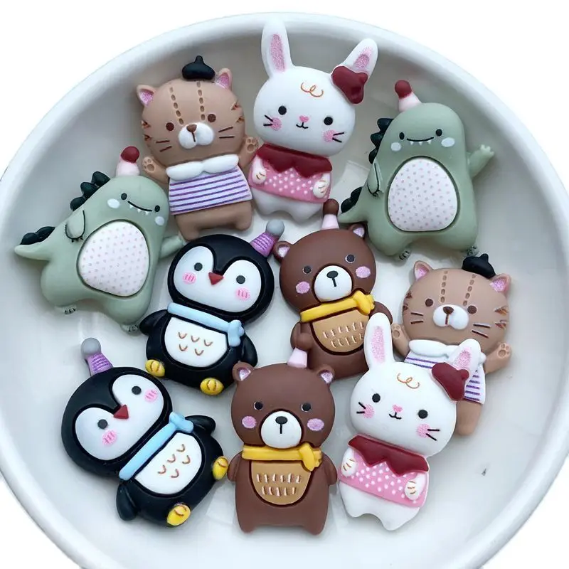 10Pcs New Cute Resin Mini Cartoon Animal Series Flat back  Scrapbooking DIY Jewelry Craft Decoration Accessories