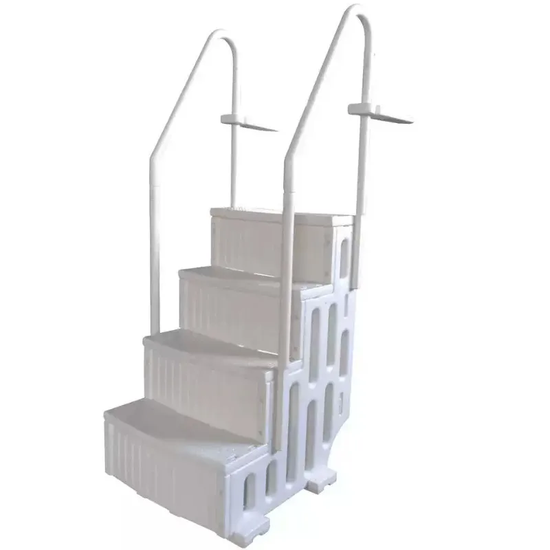 4‑Step Stainless Steel Pool Ladder, Anti‑Slip Pedals for Spa Ground Swimming Pool Access Stair Equipment