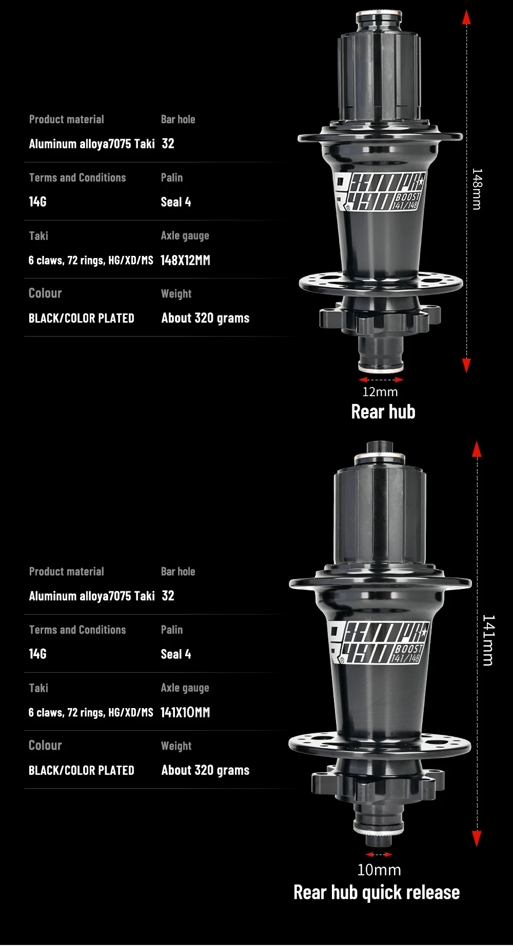 KOOZER XM490PRO BOOST MTB-Nabe 148x12 110x15mm Stahlachse Gedichtete Lager 6 Sperrklinken 72 Klicks Fahrrad-Hinterradnabe 28 32 Löcher – Detail 4