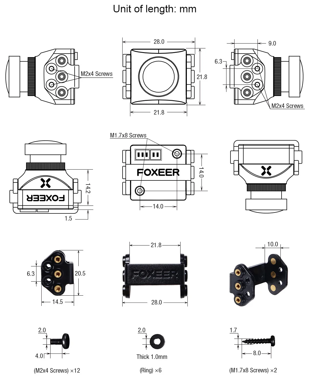 Foxeer Razer Mini V2 HD 5MP 2.1mm M12 Lens 1200TVL Standard FPV Camera NTSC PAL Switchable 4ms Latency 22*22mm for FPV Drone