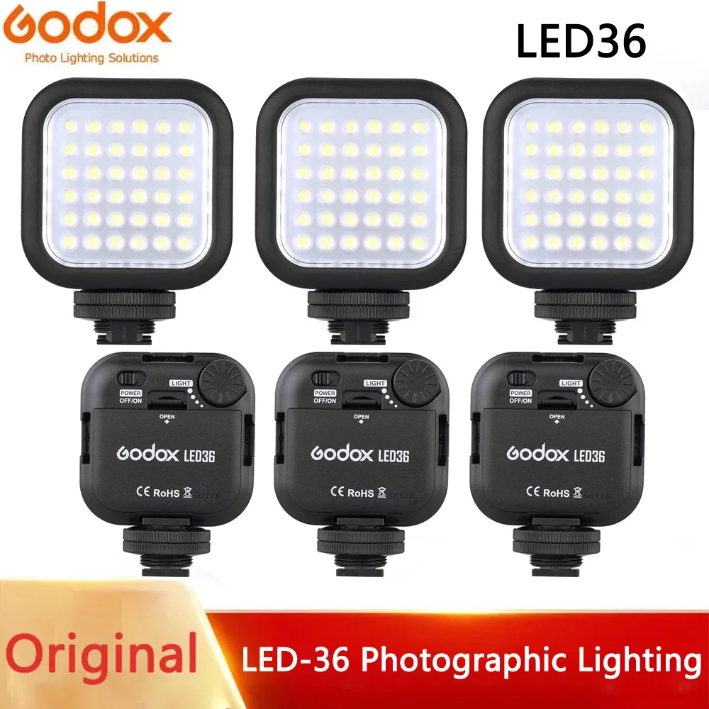 

1/2/3/4/6 шт. Godox LED36 видеосвет для зеркальной камеры, мини-видеорегистратора в качестве заполняющего освещения для макросъемки, Nikon, Canon, Sony