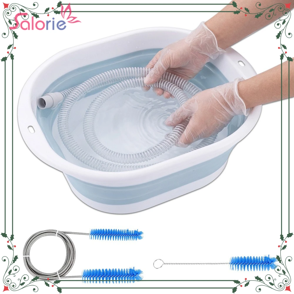 

Складной таз для очистки шлангов CPAP, щетка для чистки трубок CPAP с крючком для таза, принадлежности для чистки шлангов и масок