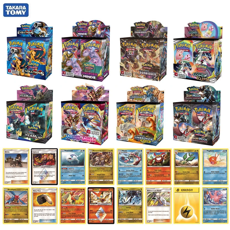 

324pcs/360pcs Pokémon English/Spanish Card Evolvtions TCG: Sword & Shield Hidden Fates Darkness Ablaze Kids Collectible Toy