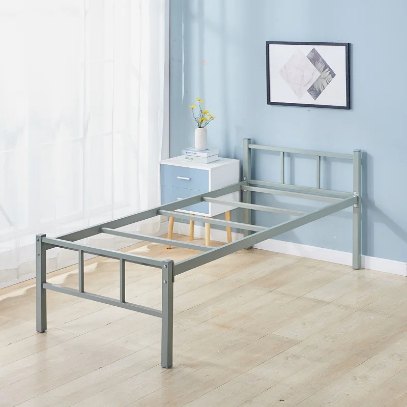 Iron bed, single iron frame bed, 1.2 meters and 1.5 meters, solid wood, simple and thickened single layer iron bed for student