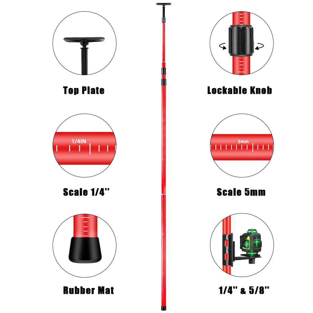 Imagem -04 - Firecore-suporte de Teto para Pólo de Nível Laser Haste Extensível Interface e 4m Flp400a