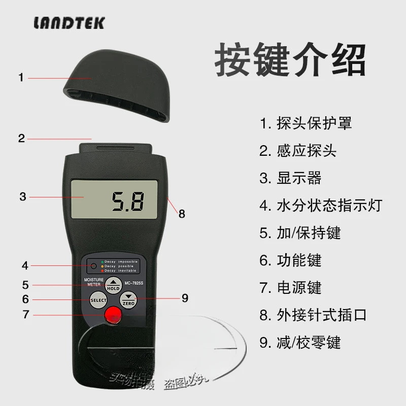 Authentic lantai MC7825P multifunctional moisture meter MC-7825P wood moisture meter MC7825P