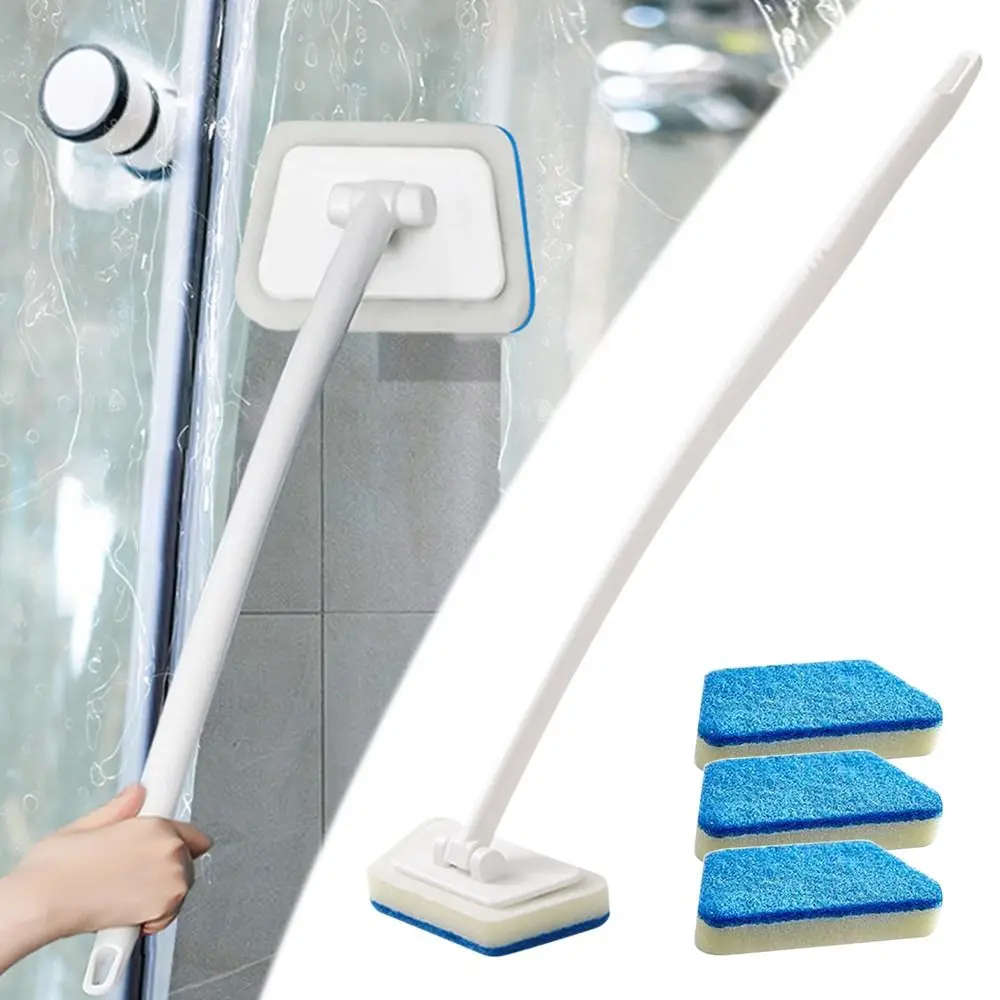 Multi-Functional Bathroom Wall Brush Long Handle Household Floor Bathtub Brushes Ceramic Tile Sponge Cleaning Brush Removable