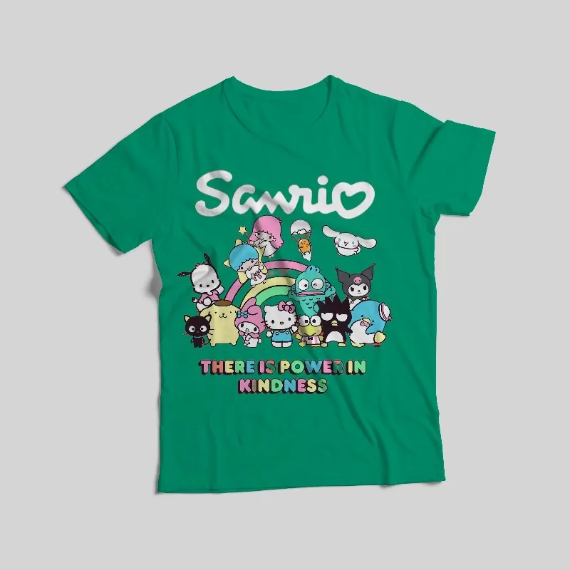 تيشيرتات مطبوعة من سلسلة سانريو، قطن 100%، متوفرة بـ 8 ألوان، النمط الأساسي الأكثر مبيعًا ملابس الأم وأنا/النسائية