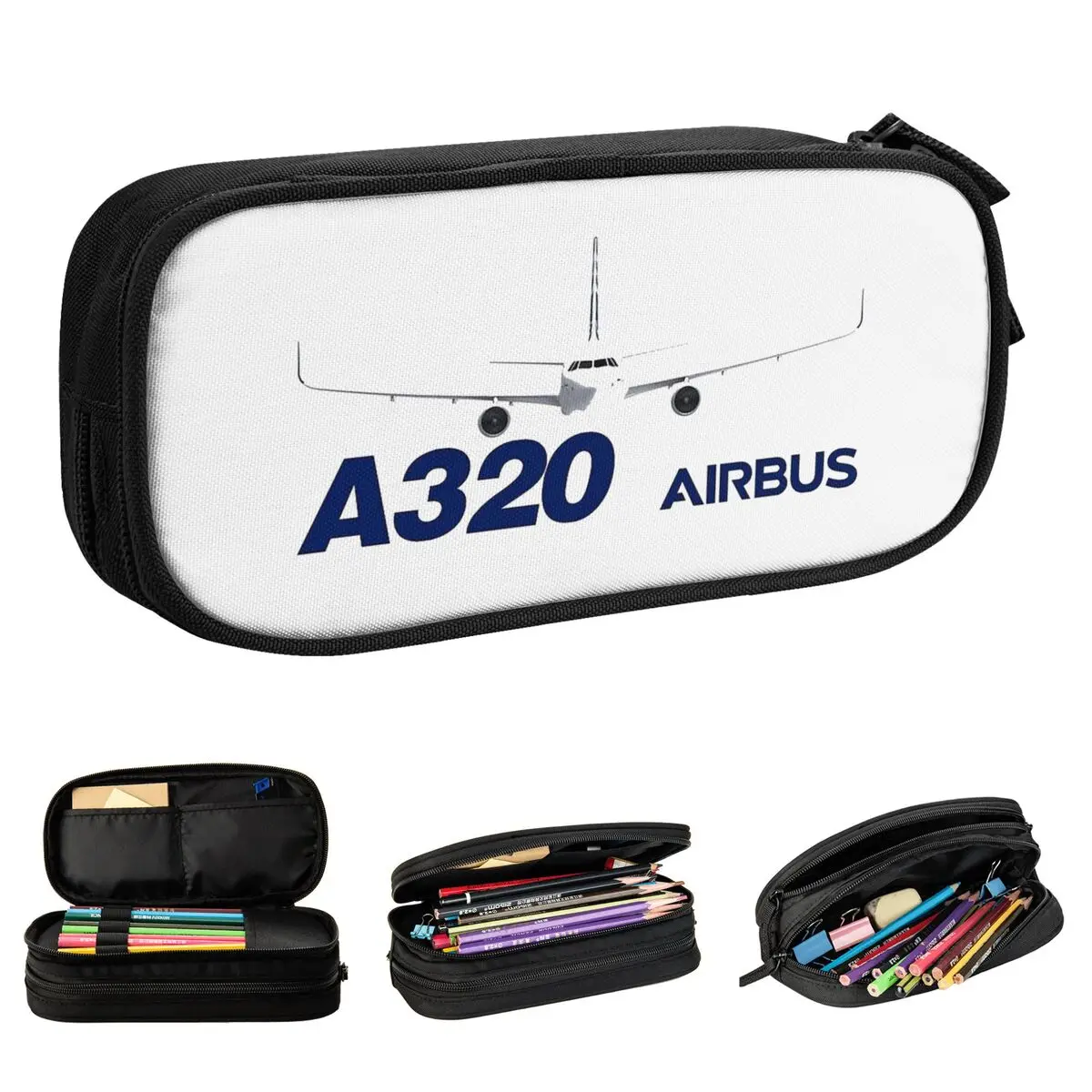 Airbus A320 Pencil Case Aviation Airplane Airport Pencil Pouch Pen Box for Student Large Storage Bag School Supplies Stationery