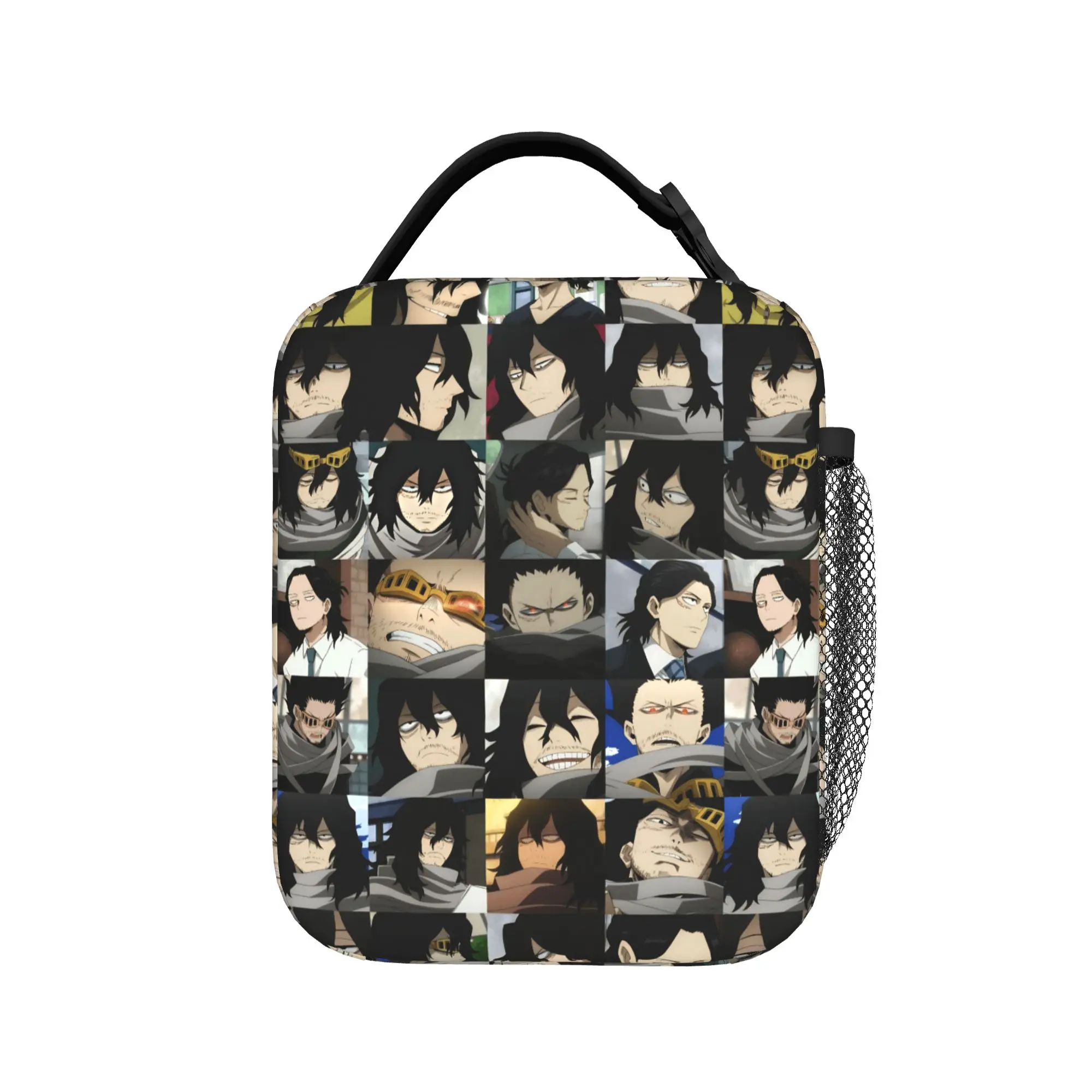 Aizawa Shota Collage Lunch Bag For Child  Print Lunch Box Outdoor Picnic Cooler Bag Convenient Oxford Thermal Tote Handbags