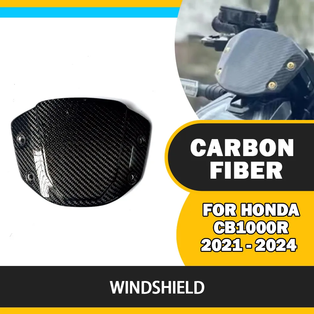 for Honda CB1000R 2021-2024 Motorcycle carbon fiber Sport Windshield Motorcycle Front Wind Deflector With Bracket Air Fairing