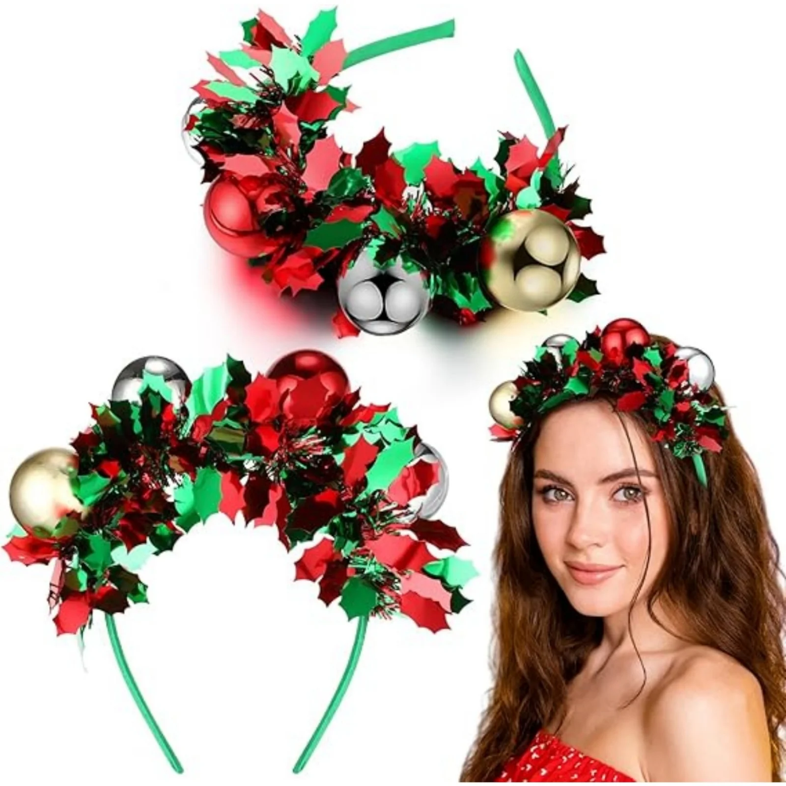1PC Ball und bunte Streifen Haarreifen, Weihnachtskopfschnalle, kreative leuchtende Party bunte Kugel Kopfbedeckung ABS – Detail 1