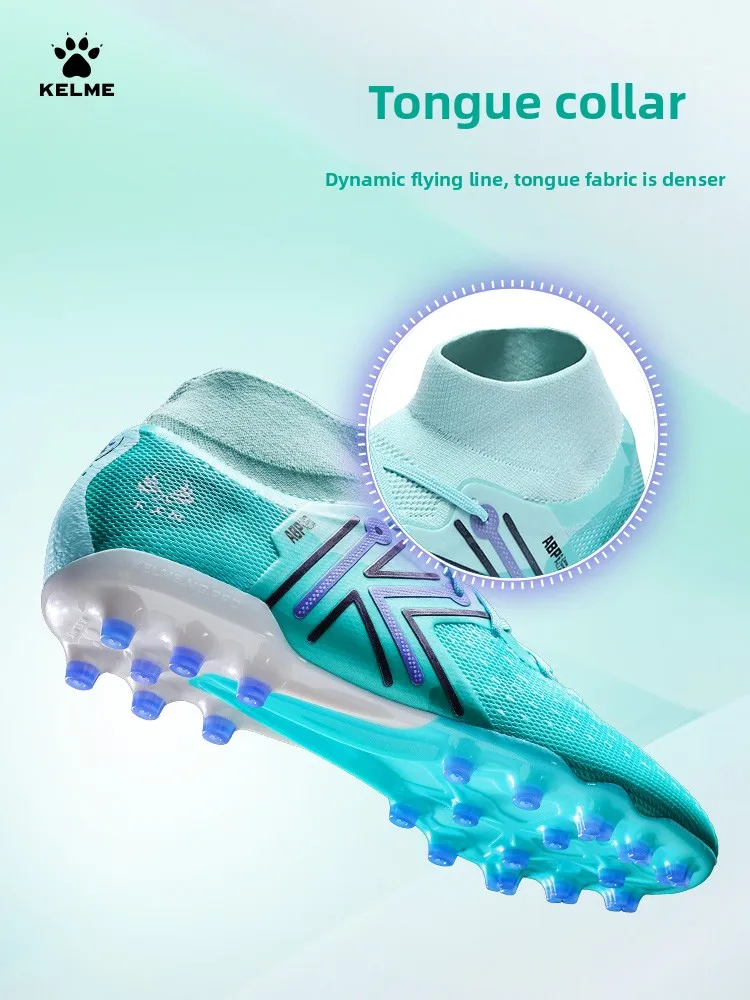Kelme Men's High Top Mg Football Shoes Natural Artificial Grass Competition Training Shoes Professional Anti Slip Football Shoes