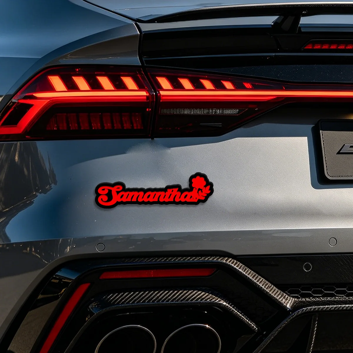 Custom Font Flower Simple 3D Acrylic Line Auto Logo Car Sticker Badge Emblem Tail Decal Car Decoration Accessories
