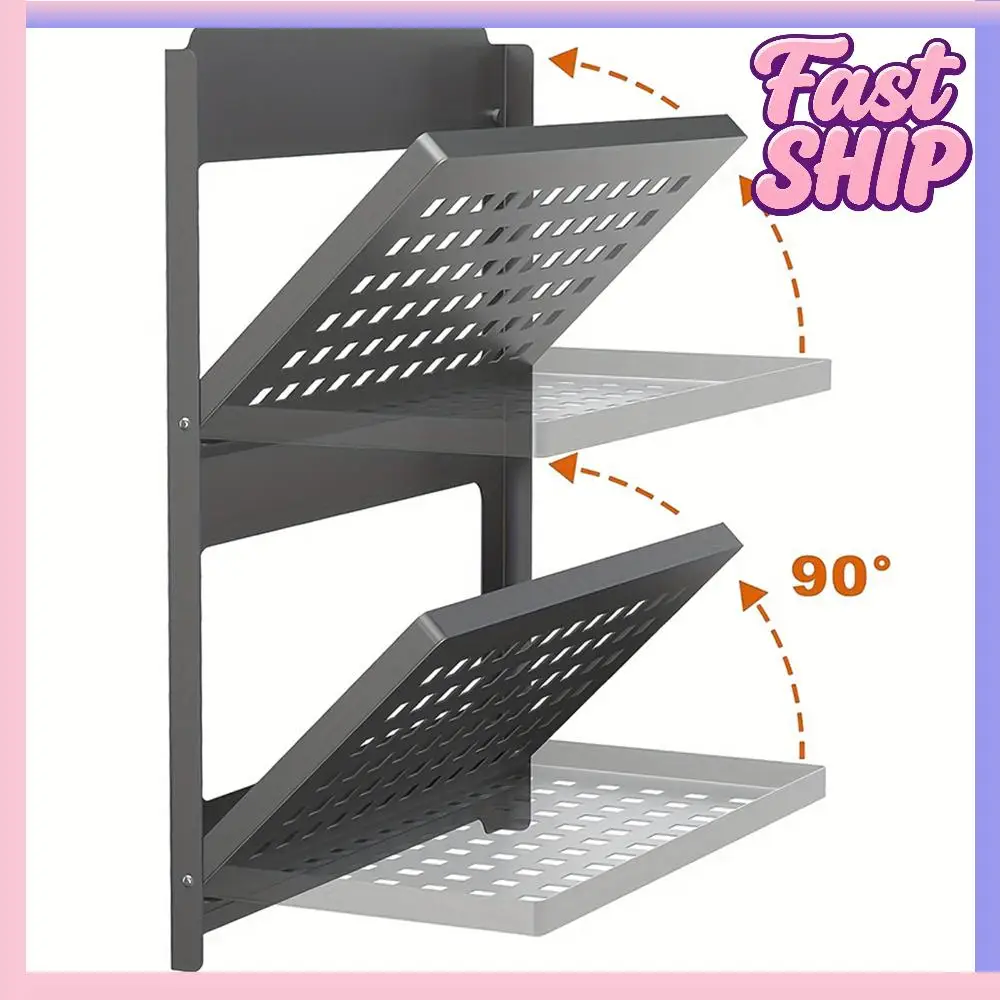 

Двухуровневая настенная полка-стеллаж для хранения для подвала, кофейни, кухни, комнаты, офиса