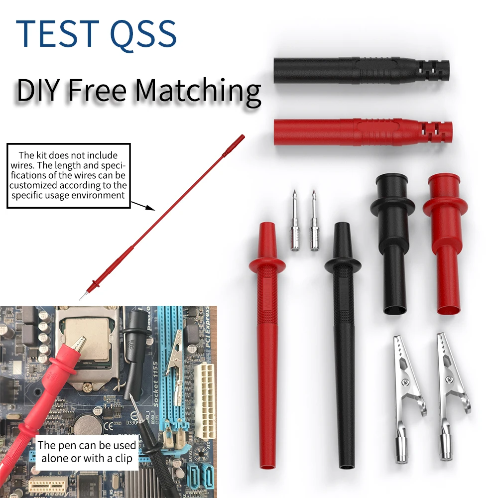 QSS Multimeter Replaceable Test Kit Digital Electrical Test Probes Set with Alligator Clips Banana plug  QT0083