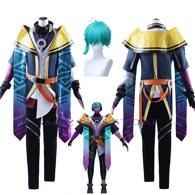 Game LOL Heartsteel Aphelios Cosplay Anime Costume Cloak Wig Uniform Halloween Party Role Play Personality Outfit for for MEN