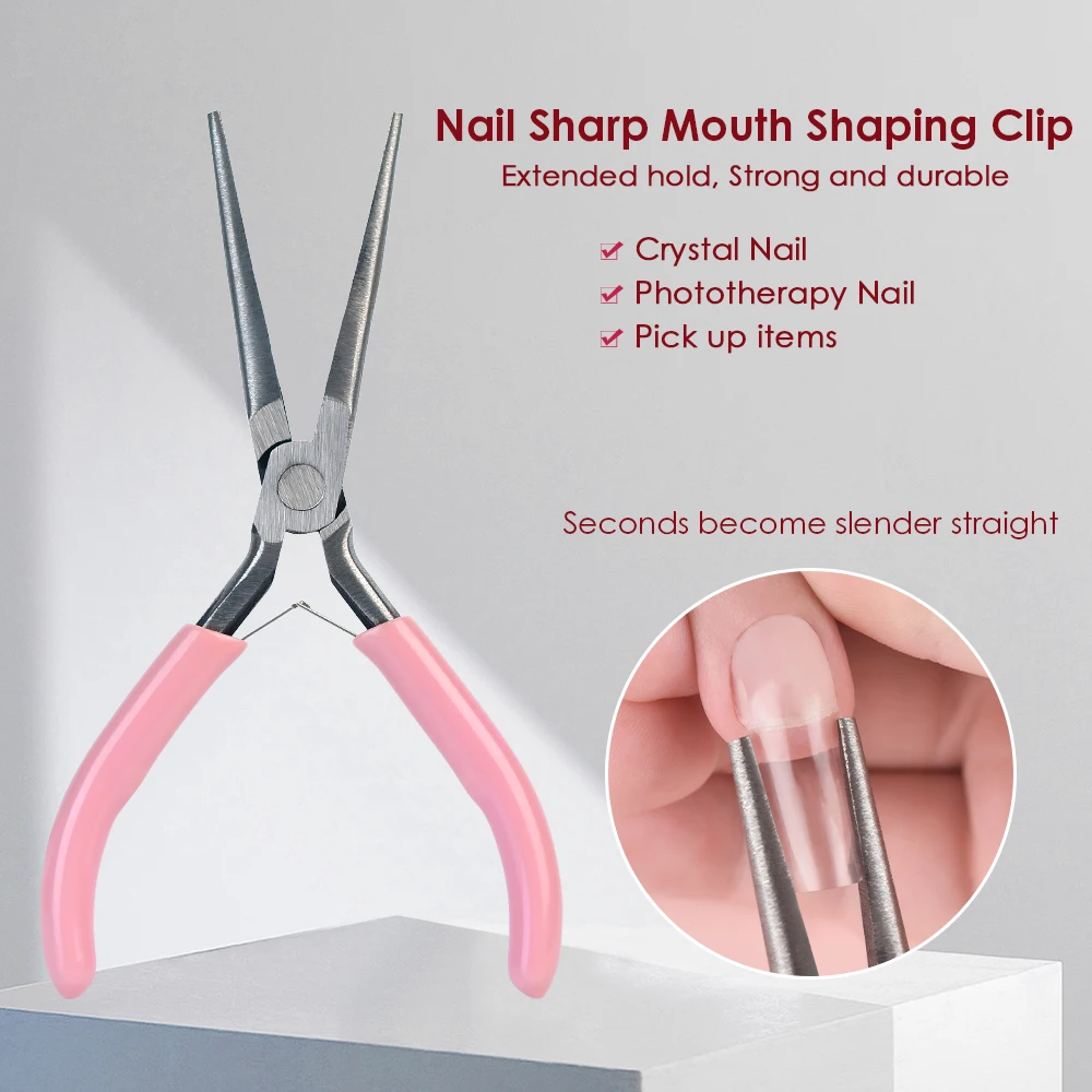 1pc Long Pointed C Curve Pincher Pliers Nail Clip Shaping Steel Nail Art Tweezer for UV Gel Tips Nails Extension Manicure Tool