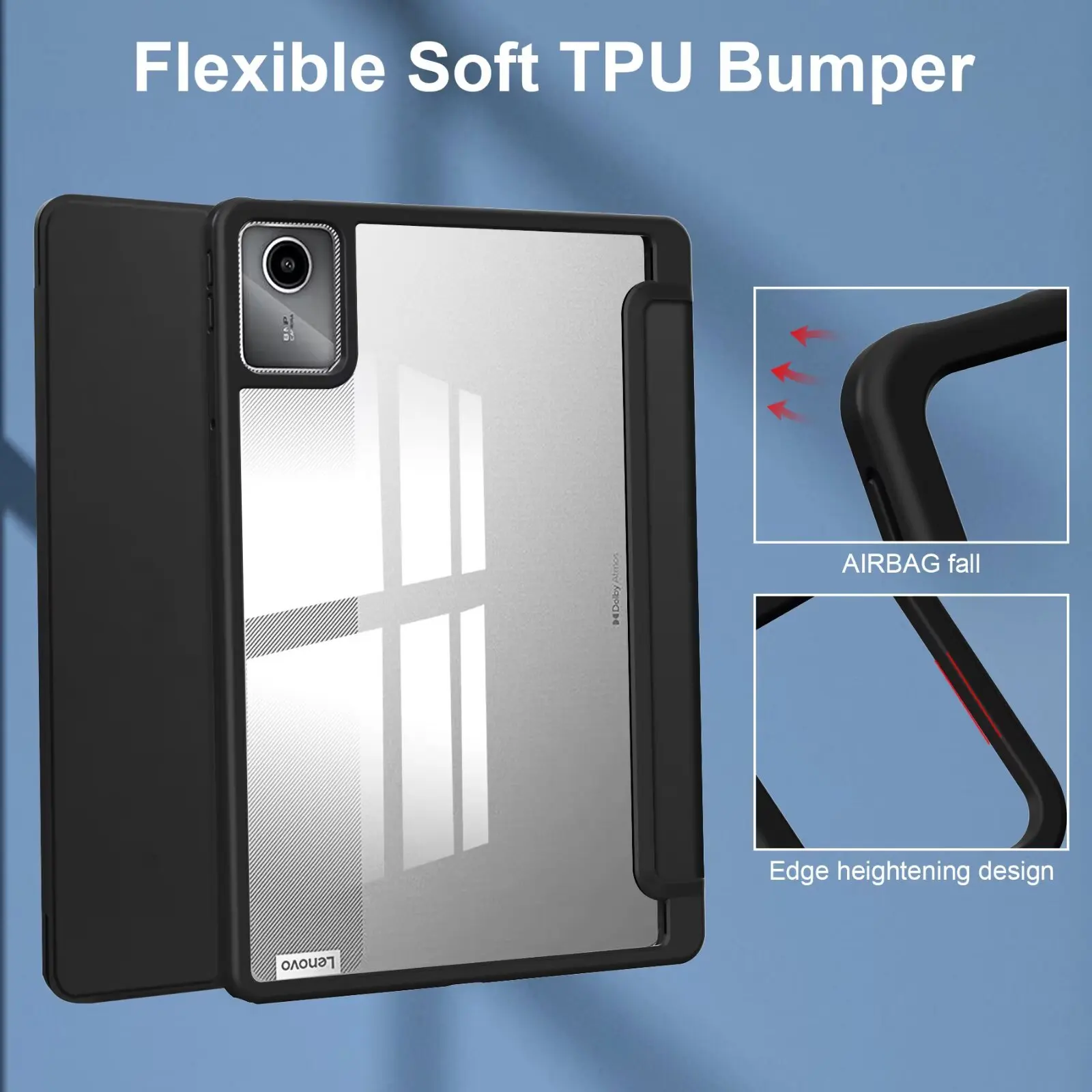 

Leather Cover For Lenovo Tab M11(TB330FU)/Xiaoxin Pab 2024(TB331FC) Transparent Back Cover Premium Acrylic Pen