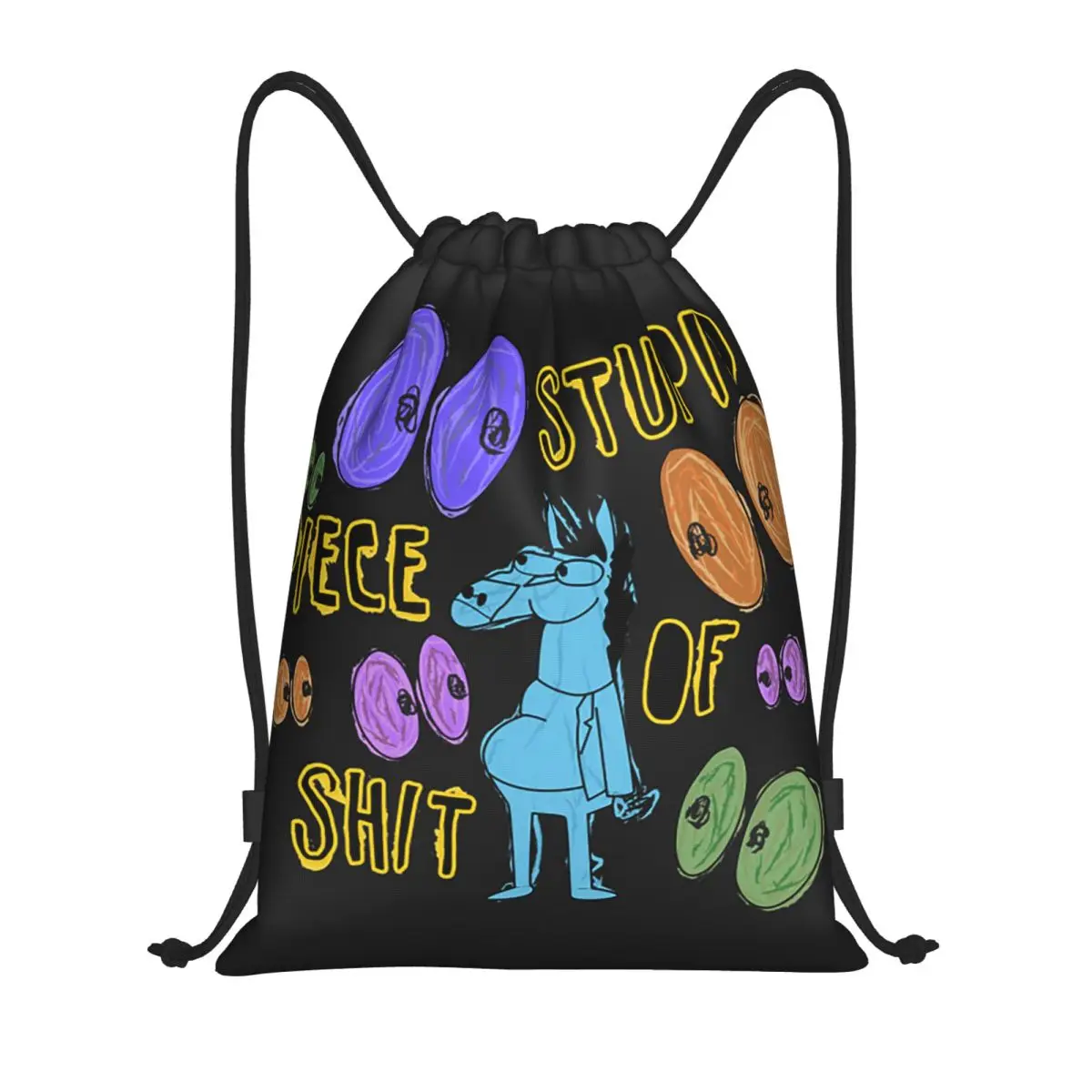 

Cartoon Bojack Horseman Stupid Piece Of Shit Backpacks Fashion Drawstring Bags Sports Bag Book Bags for Man Woman Students