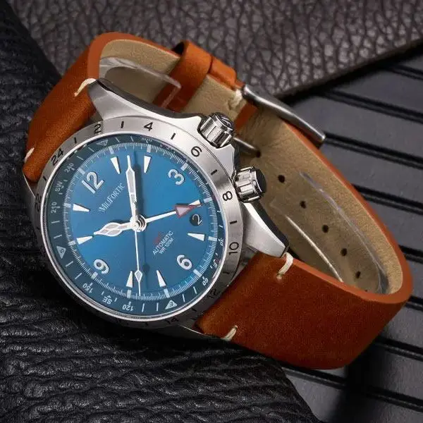 

Мужские автоматические часы Milifortic, спортивные, 39,5 мм, GMT, механические наручные часы, водонепроницаемые до 100 м, сапфировое стекло, NH34