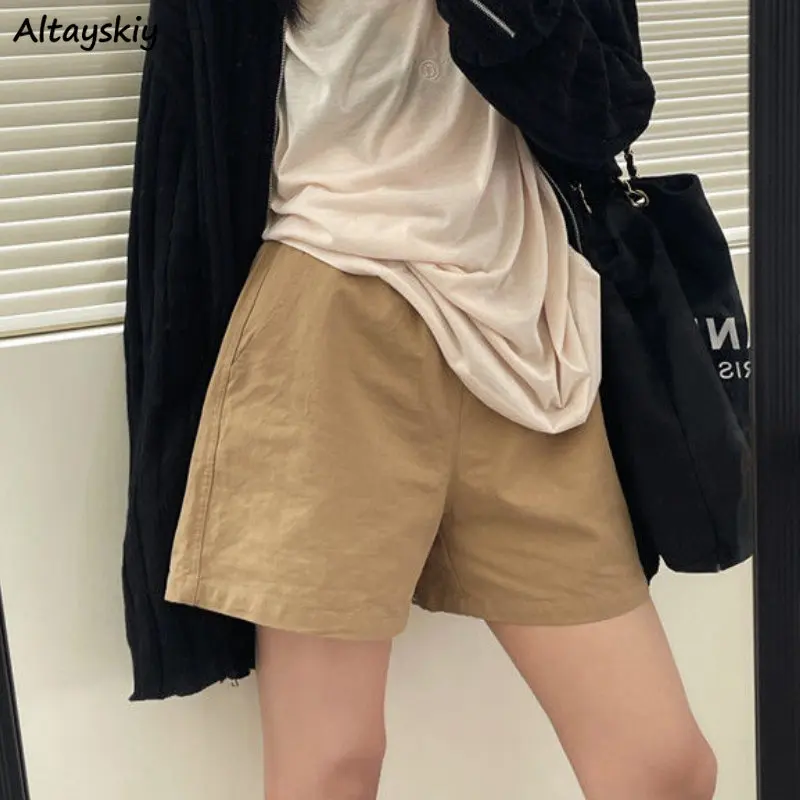 

Shorts Women Wide Leg Leisure Summer Students BF Japan Style Streetwear Basic Pure Hot Popular All-match Harajuku Simple Pocket