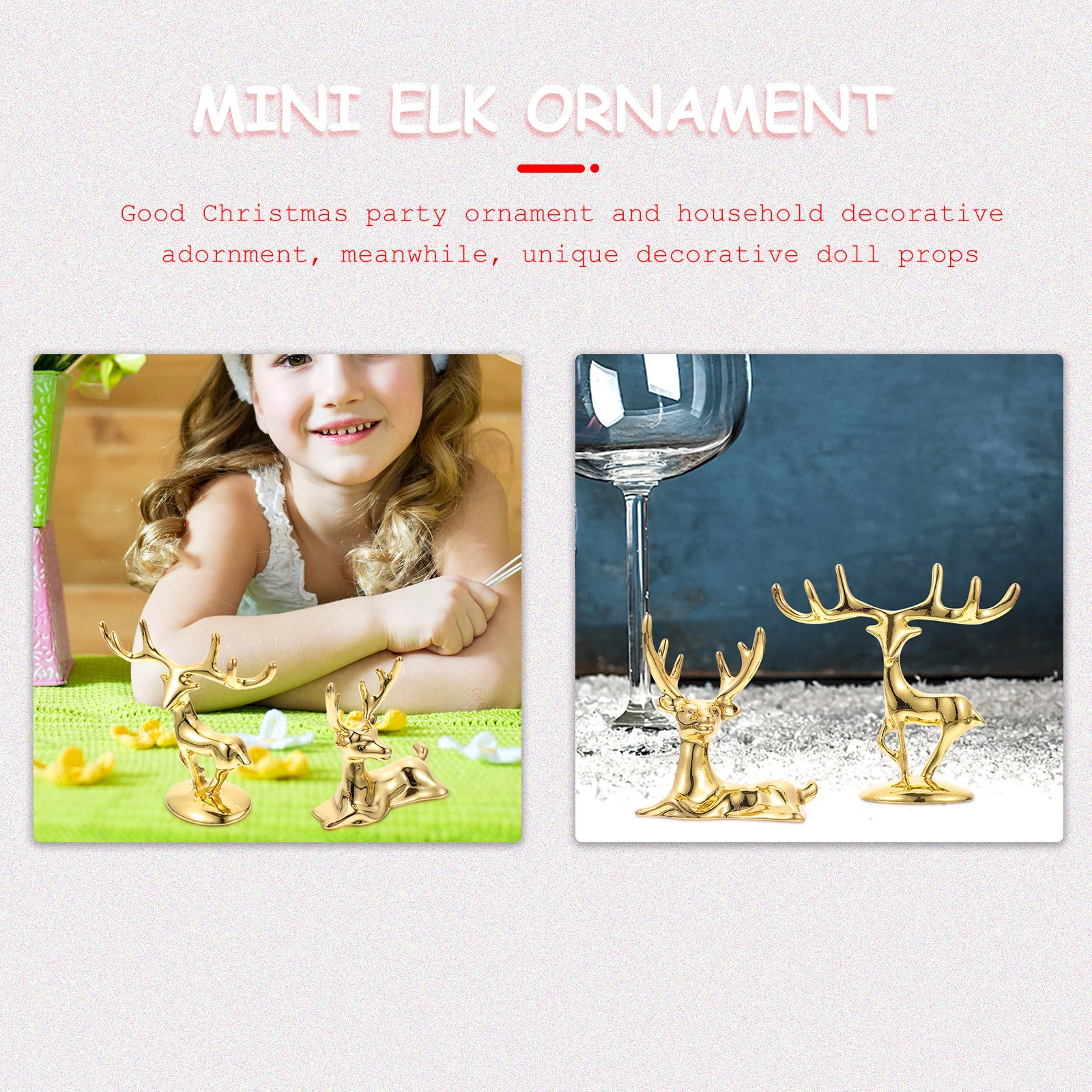 

4Pcs Elk Shape Decor Creative Zinc Alloy Christmas Gift for Home Desktop Decoration Golden Deer Ornaments Xmas Gift Tabletop Elk