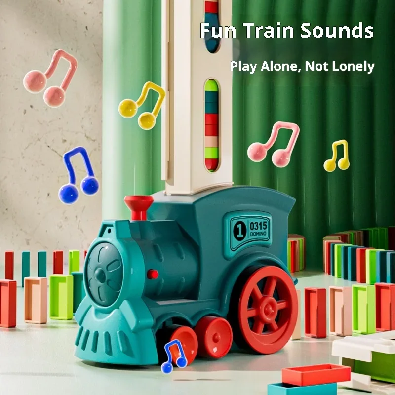 Nieuwe Domino Trein Automatische Legging Kleurrijke Domino Set Baksteen Blokken Kits Ouder-kind Spel Educatief Speelgoed Kid'S Verjaardagscadeau
