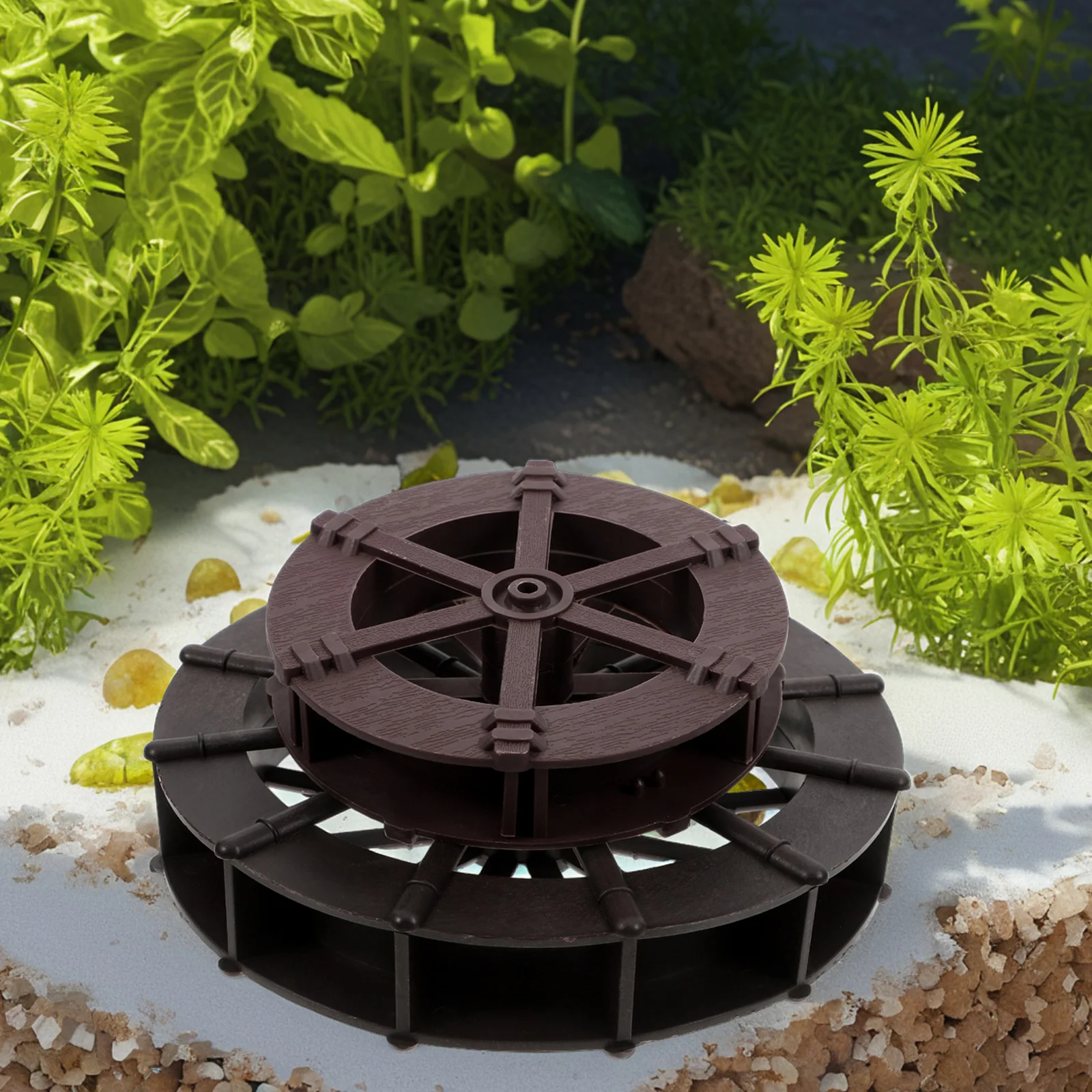 

2Pcs Aquarium Water Wheel Fish Tank Windmill Ornament Plastic Landscape Prop DIY Fish Tank Accessory Brown