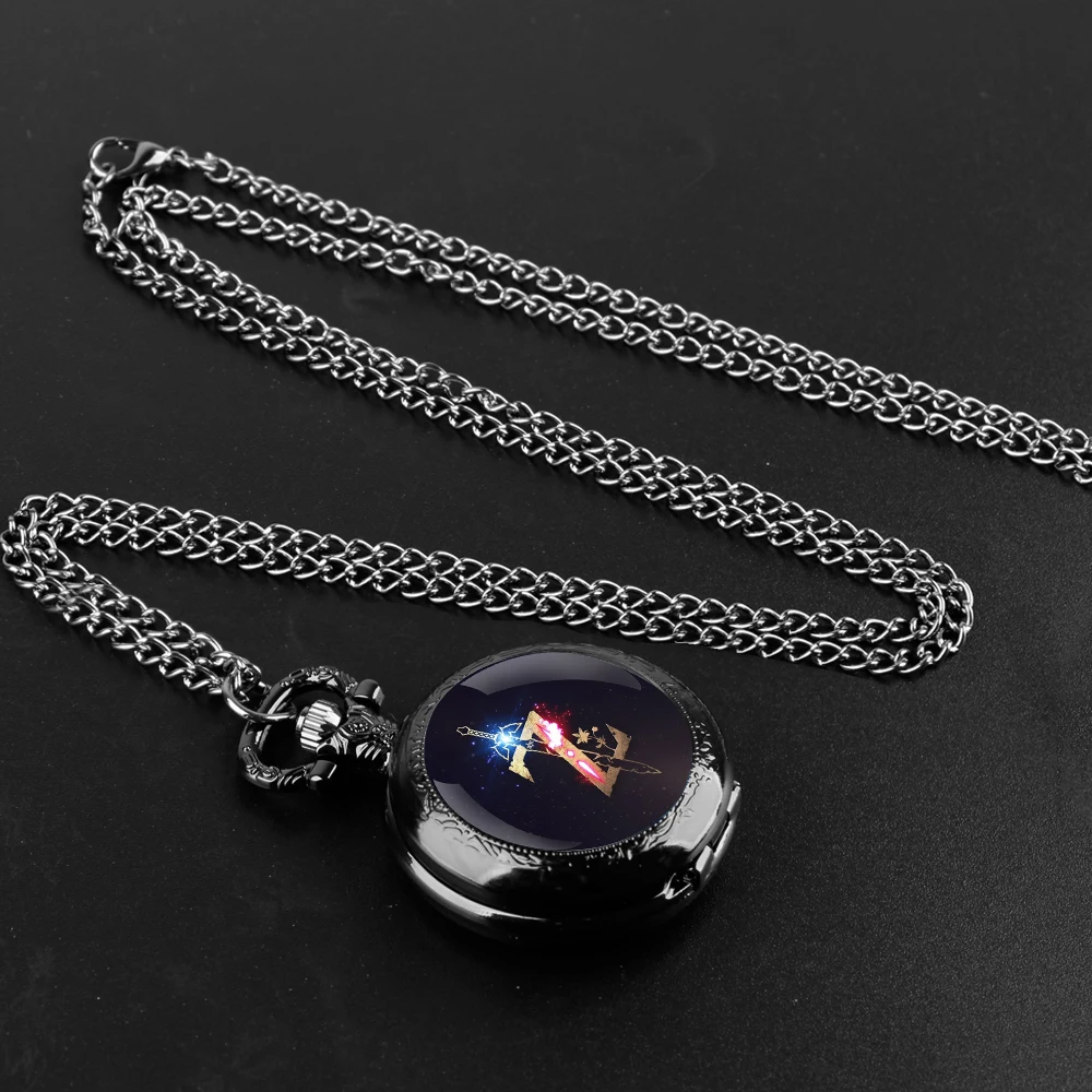 Famous Game Glass Dome Pocket Watch with Chain Necklace Vintage Quartz Pendant Watches Mens Women Gifts for Kids