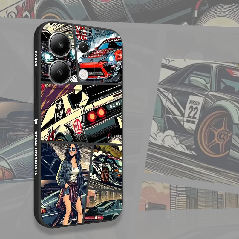 

Wind Racing Phone Case For Xiaomi Redmi Note 14 13 12 12S 11 11S 10 10S 9 9S 14C Pro Plus 4G 5G Liquid Silicone Cover
