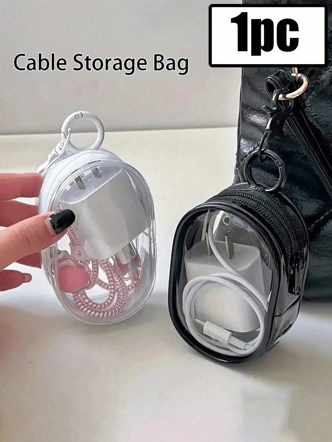 A portable mini transparent zipper storage bag, essential travel item, storage bag, travel necessity, cosmetics organizer。