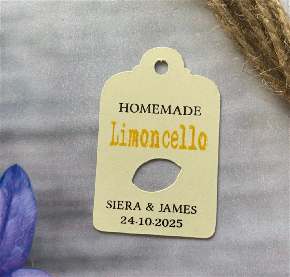 50pcs Personalised Alcohol Limoncello Tag Wedding Favour Tags Thank You Bridal Baby Shower Hen Favour Tags Sharing special day