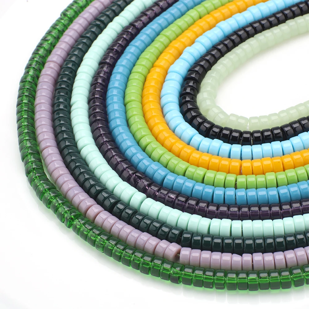 110 Stück 3 x 6 mm Kristallglas flache runde Abstandsperlen für DIY-Schmuckherstellung, handgefertigte Armbänder, Halsketten, Bastelzubehör