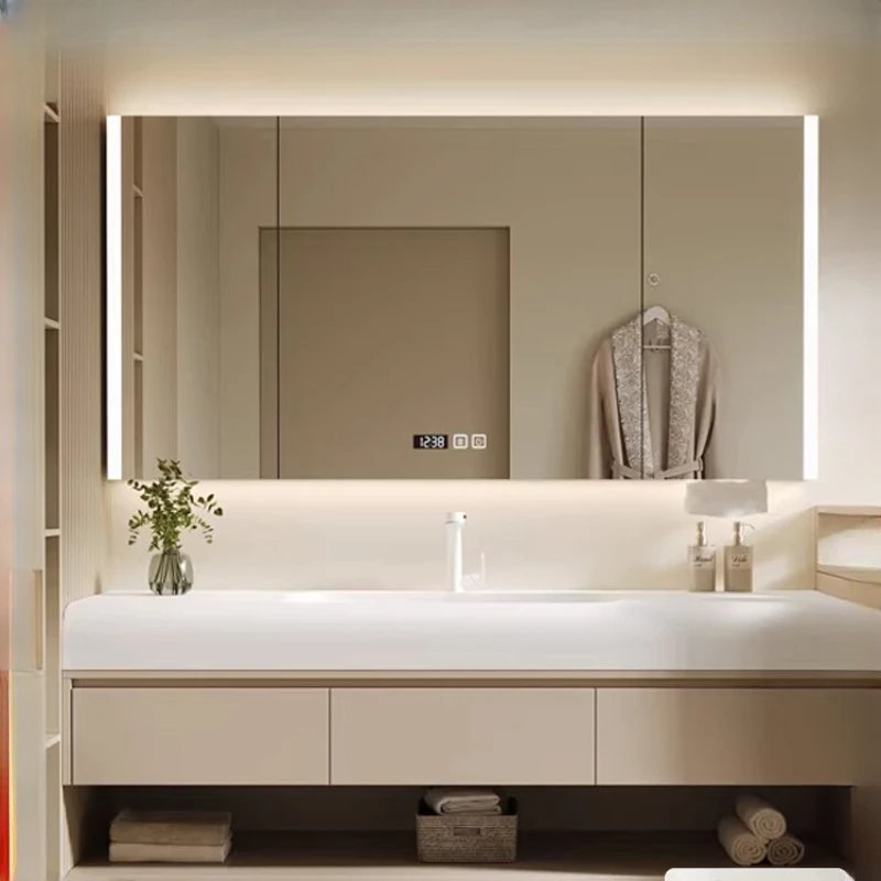 Integrated basin, bathroom cabinet, combination of wooden style, minimalist hand washing and basin sink