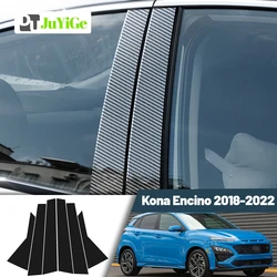 Glossy Black Carbon Fiber Window Door Deal B C Pillar Post Cover Sticker For Hyundai Kona Encino 2018-2022 2019 2020 2021