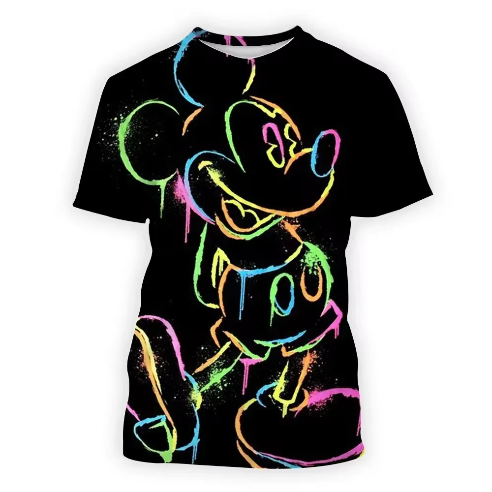 MINISO Disney Classic Mickey Mouse Print TShirt For Women Cartoon Unisex Tshirt Anime T-shirt Kids Casual Tops 2024 New Clothing