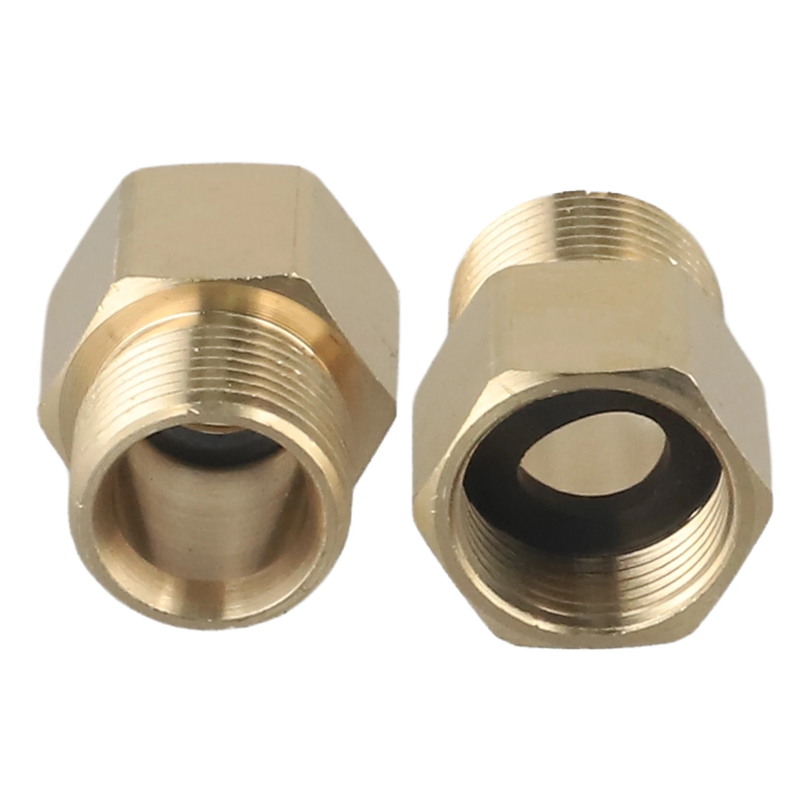 M22 15mm Male to M22 14mm Female Brass Adapter Pair for Pressure Washer Hose Assembly and Metric Fitting Conversion
