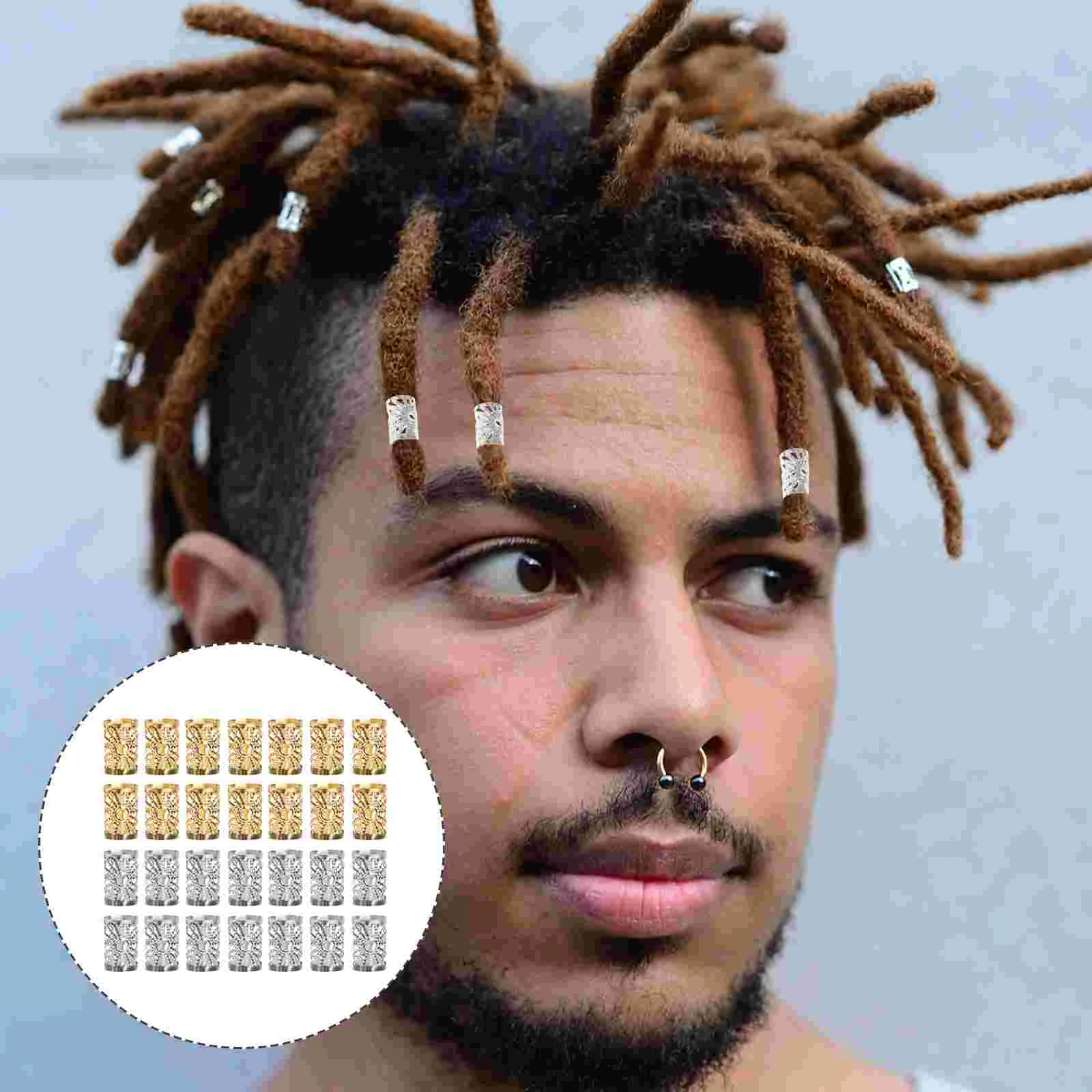 Dreadlocks Anéis para Homens e Mulheres, Contas para Trança, Tubo Filigrana, Punhos de Cabelo, Anéis de Tecer, Miss, 100 Pcs