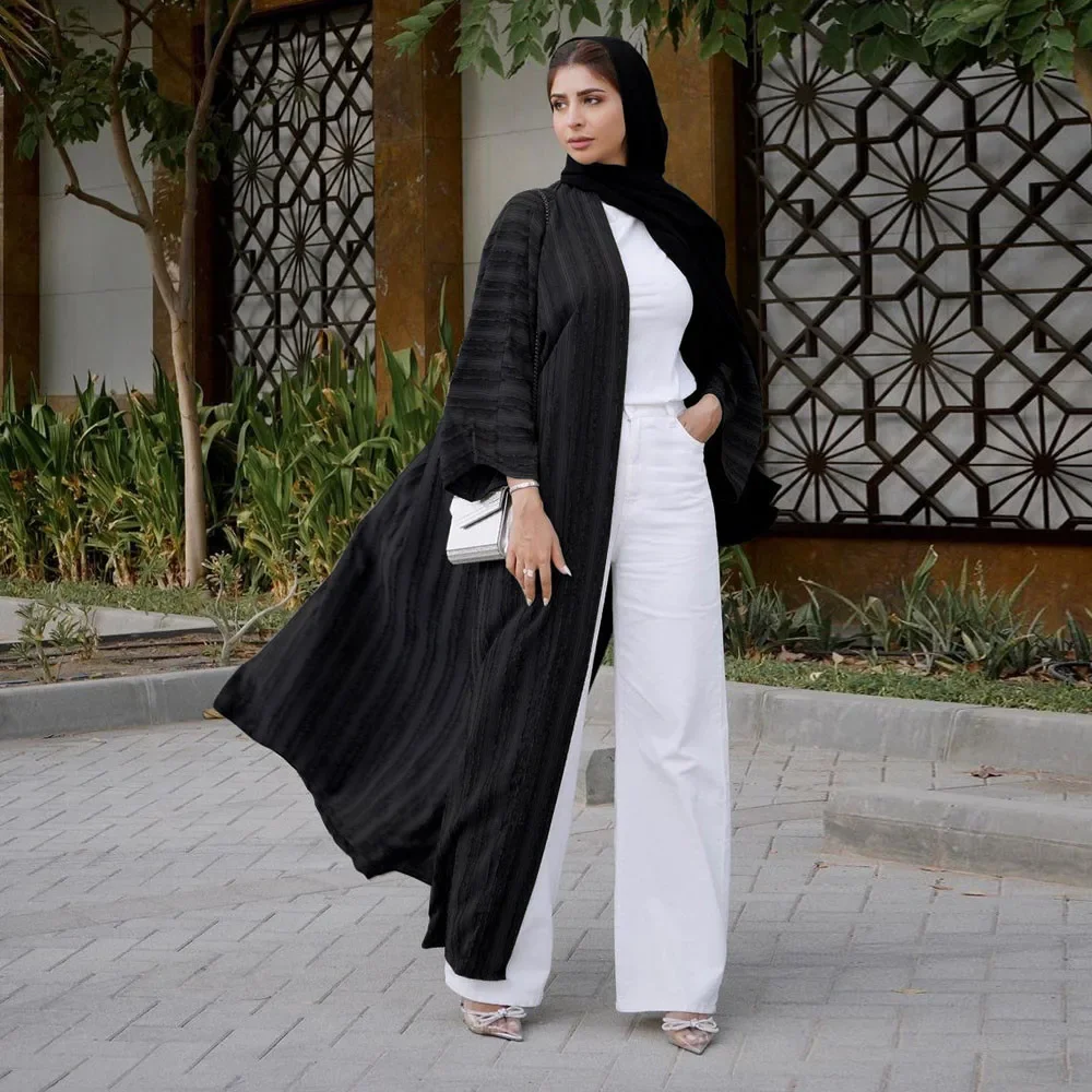 Cardigan tricoté femmes musulman ouvert Abaya dubaï turquie caftan islamique Maxi Robe Eid Jalabiya Robe arabe Robe de soirée Caftan Robe