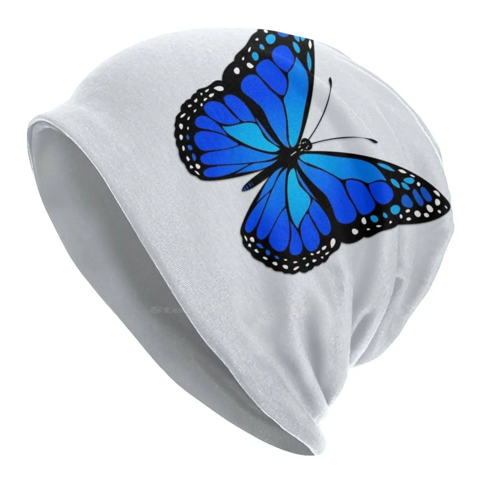 Blue Butterfly Knitted Hat Warm Beanie Outdoor Caps Butterfly Butterflies Creature Animal Critter Bug Insect Invertebrate